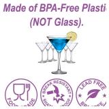 Amazing Abby - Vesper - 10-Ounce Plastic Martini Glasses (Set of 6), Plastic Cocktail Glasses, Reusable, BPA-Free, Shatter-Proof, Dishwasher-Safe, Perfect for Poolside, Outdoors, Camping, and More