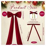 AerWo Burgundy Christmas Tree Topper Bow with 30 Small Velvet Bows for Christmas Tree, 27.5 x 78.7 Inch Large Red Christmas Bows with Long Streamers for Home Tree Wreath Car Outdoor Christmas Decor