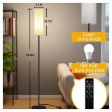 Qaubauyt Smart LED Floor Lamp with APP Control & RGB Colors - Dimmable Standing Lamp for Living Room, Bedroom, Gaming - Remote, Timer, 9W Bulb Included, 67\" Modern Tall Lamp (C:Black Beige)