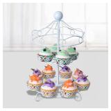 SeaISee Carousel Cupcake Stand, Cupcake Ferris Wheel Stand 12-Cups Dessert Table Display Set, Cake Stand for Party, Wedding & Afternoon Tea Events with Easy Assembly