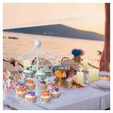 SeaISee Carousel Cupcake Stand, Cupcake Ferris Wheel Stand 12-Cups Dessert Table Display Set, Cake Stand for Party, Wedding & Afternoon Tea Events with Easy Assembly