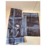 2 Pcs Scary Halloween Curtain Window Silhouette Cover Decoration Horror Halloween Window Door Cover Haunted House Ghost Curtains Blood Ghost Poster for Indoor Outdoor Party Wall Garage Door Decor