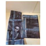 2 Pcs Scary Halloween Curtain Window Silhouette Cover Decoration Horror Halloween Window Door Cover Haunted House Ghost Curtains Blood Ghost Poster for Indoor Outdoor Party Wall Garage Door Decor