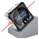 Digital Angle Finder with Electronic Laser - 4-side Strong Magnetic Angle Gauge, Cube Inclinometer with Backlight, Table Saw Miter Protractor, Woodworking Measuring Tool, Level Box for Hanging