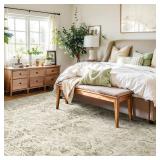 Sage Green Rugs 6x9 Rugs for Bedroom, Machine Washable Rugs 6x9, Distressed Living Room Rug, Traditional Non Slip Living Room Rug Floral Carpet Green Area Rug for Dining