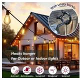 LushPatio Hooks for Hanging String Lights, Plant Hangers Outdoor with Safety Buckle Design, Ceiling Wall Hooks for Outside Backyard Porch Patio Gazobo Balcony - 35 Pack, Black