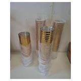 Tebery 100 Pack Clear Plastic Cups Party Glasses, 16Oz Disposable Cup Plastic Tumblers, Elegant Party Tumblers Cups Wedding Cup with Gold Rim