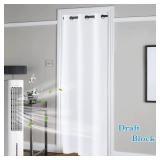 RYB HOME Blackout Curtains Thermal Insulating Privacy Temporary Door Curtains for Bedroom Closet Doorway Accordion Door Interior Living Room Kids Nursery Dining, Wide 60 x Long 90 inch, Pure White