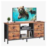 Furologee TV Stand with 4 Drawers, 43 Inch Entertainment Center with Open Shelves, Media Console Table for 50" TV, Television Stand for Bedroom, Living Room/Rustic Brown