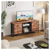Furologee TV Stand with 4 Drawers, 43 Inch Entertainment Center with Open Shelves, Media Console Table for 50" TV, Television Stand for Bedroom, Living Room/Rustic Brown