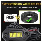 8Pods Metal Bright Pure White LED Rock Lights Kit,Per pod provided 15FT Power Cord,6500K 36LEDs Neon Underglow Light Aluminum Waterproof Fender Lights for Trucks Trailer Jeep Off Road ATV UTV