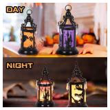 2pk Halloween Lanterns Battery Powered(Included) LED Spooky Lights for Halloween Decor, Table Settings,Indoor Halloween Parties