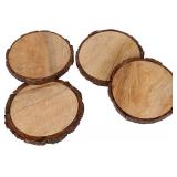 SHAFA IMPEX Natural Wooden Coasters with Tree Bark, Mango Wood Coasters for Your Drinks, Beverages & Wine/Bar Glasses (Set of 6)