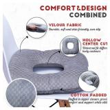 Vinban Stuffed Donut Pillow Seat Cushion | for Tailbone and Coccyx Pain, Hemorrhoids, Bed Sores, Pregnancy, Prostate, Surgery Recovery, Sitting Pressure Relief, for Home, Office and Car (Grey)