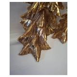 DN DECONATION Gold Christmas Tree Figurines, Set of 2 Modern Tabletop Xmas Trees, Elegant Resin Pine Decor for Mantel, Desk, Holiday Centerpieces, Gifts - Damage