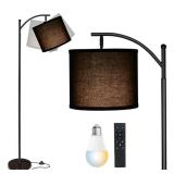 mukuxin LED Floor Lamps for Living Room, 12W Modern Arc Floor Lamp with Remote & Adjustable Linen Lampshade, Stepless Dimmable Tall Standing Lamp for Bedroom Office Reading - missing shade