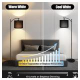 mukuxin LED Floor Lamps for Living Room, 12W Modern Arc Floor Lamp with Remote & Adjustable Linen Lampshade, Stepless Dimmable Tall Standing Lamp for Bedroom Office Reading - missing shade