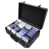 boldblox Large Graded Card Storage Box 4-Row with Combo Lock - Sports Trading Cards Case for 150+ Slabs, 540+Toploaders or 1500+ Loose Cards