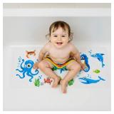 BEEHOMEE Bath Mats for Tub Kids,Baby Toddler - Large Cartoon Non-Slip Bathroom Bathtub Anti-Slip Shower Mats for Floor 35x15,Machine Washable XL Size Bathroom Mats (Blue-Octopus)