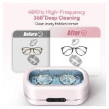 BYASKZIV Ultrasonic Jewelry Cleaner, Upgraded 48KHz Ultrasonic Cleaner Machine with 304 Stainless Steel for Jewelry, Eyeglasses, Rings, Dentures, Watch Strapï¼Light Pinkï¼