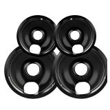 Electric Stove Drip Pans, Replacement Chrome Drip Pans for Electric Stove Compatible with Most Plug-in Electric Ranges include Black 2 * 6in and 2 * 8in (Set of 4 Burner Drip Pan)