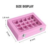 Vicoter Velvet Jewelry Box 24 Grid Jewelry Ring Display Organiser Box Tray Holder Earrings Storage Case for Girls Wife Mom Women (Pink)
