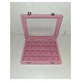 Vicoter Velvet Jewelry Box 24 Grid Jewelry Ring Display Organiser Box Tray Holder Earrings Storage Case for Girls Wife Mom Women (Pink)
