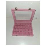 Vicoter Velvet Jewelry Box 24 Grid Jewelry Ring Display Organiser Box Tray Holder Earrings Storage Case for Girls Wife Mom Women (Pink)