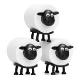 VELENTI Sheep Toilet Roll Holder, Free Standing Bathroom Set, 3D Printed, Funny Hilarious Black Sheep Loo Roll Holder, Tissue Paper Storage, Cute Bathroom Decor, X3, Set of 3