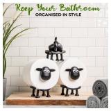 VELENTI Sheep Toilet Roll Holder, Free Standing Bathroom Set, 3D Printed, Funny Hilarious Black Sheep Loo Roll Holder, Tissue Paper Storage, Cute Bathroom Decor, X3, Set of 3