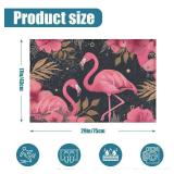 Flamingo Welcome Indoor Door Mat, Pink Flower Outdoor Entrance Doormat for Entryway Kitchen Bathroom 17 X 29 Inch