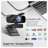 Gozvrpus USB HD Webcam with Built-in Microphone and Rotatable Tripod, 1080P Video, Wide Angle Camera, Privacy Cover, for Desktop PC or Laptop Computer - 4ï¼Blackï¼