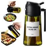 TrendPlain - Original 16oz/470ml Olive Oil Dispenser Bottle for Kitchen Gadgets and Air Fryer Accessories - Olive Oil Sprayer for Cooking w/Stickers - Black