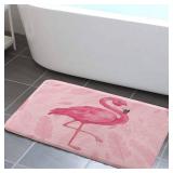 Jfniub Pink Bathroom Rugs Cute Flamingo Modern Art Boho Bath Mat Soft Flannel Bath Rugs for Bathroom (16x24)