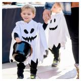 Toddler Baby Boys Girls Halloween Costume White Ghost Cloak Hooded Top Black Long Pants Fancy Dress Cosplay Clothes (Ghost,3-4 Years)
