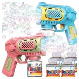 EagleStone Bubble Gun Toys for 3+ Year Old Kids Boys Girls, 2 Pack Automatic Bubble Machine with Bubble Solution, Summer Outdoor Kids Toys for Ages 3-4,4-6,5-7, Birthday Gifts for 3 4 5 6 7 8 Year Old