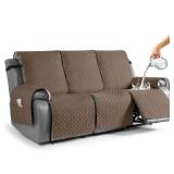 TAOCOCO Waterproof Recliner Couch Covers Sofa Slipcover for 3 Cushion Couch, Pet Sofa Cover for 3 Seat Recliner, Washable Reclining Sofa Cover Furniture Protector with Straps(3 Seater, Brown)