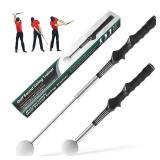 NUISISA Retractable Golf Swing Training,Golf Training Aid,Golf Grip Trainer,Golf Accessories for Men,Right-Handed Strength & Tempo Training for Chipping Hitting Black 1Pack