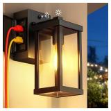 NookNova Porch Light with Outlet, Dusk to Dawn Outdoor Light with GFCI Outlet Porch Wall Sconce Waterproof Exterior Light Fixtures Outside for House Patio Garage Hallway