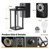 NookNova Porch Light with Outlet, Dusk to Dawn Outdoor Light with GFCI Outlet Porch Wall Sconce Waterproof Exterior Light Fixtures Outside for House Patio Garage Hallway