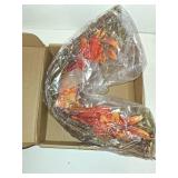 ACRYCS Fall Swag Wreaths for Front Door Artificial Dahlia Flowers Orange Floral Swag Autumn Pumpkins Berries Maple Leaf Fall Swags and Garlands for Wedding Arch Mantle Windows Wall Decor Thanksgiving