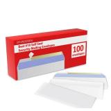 #10 Envelopes Letter Size Self Seal | 100 Business Mailing Security Peel and Sealing Envelope | 100% Tinted | no 10 White Windowless Legal Regular Plain Envelops Pack | 4-1/8 x 9-1/2 Inches | 24 LB