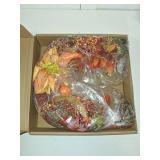ACRYCS Fall Swag Wreaths for Front Door Artificial Dahlia Flowers Orange Floral Swag Autumn Pumpkins Berries Maple Leaf Fall Swags and Garlands for Wedding Arch Mantle Windows Wall Decor Thanksgiving