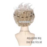 Miss U Hair Women Short Curly White Sea Witch Wig with Earrings and Conch Necklace Adult Cosplay Wig