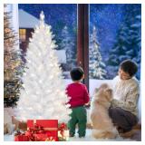 4ft Lighted Artificial White Christmas Tree | Leeheeyee Small Christmas Tree, Not Pre-lit White Tinsel Pine Trees with Lights, Ideal for Home, Office, and Xmas Tree Party DÃ©cor