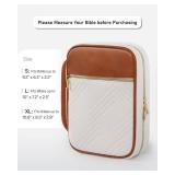 BellaHold Quilted Vegan Leather Bible Cover, Color-Blocked Bible Cover Case for Women, Large Bible Carrying Case with Handle, Bible Study Supplies & Christian Gift for Women (White & Brown, M/L)