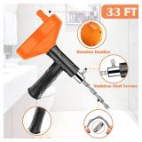 33 Feet Drain Snake Auger, Plumbing Snake Drain Hair Clog Removal Tool, Sink Unclogger, Heavy Duty Toilet Snake Auger, Cleaner Tool for Bathroom Kitchen Tub Shower Drain Clog Remover with Gloves