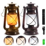 Wondrastical 2 Pack Bronze Vintage 4 Modes Light LED Lanternsï¼Rechargeable Dancing Flame Lanterns Decorative Outdoor&Indoor, Remote Control Waterproof Hanging Lights for Camping,Patio Garden Path