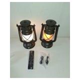 Wondrastical 2 Pack Bronze Vintage 4 Modes Light LED Lanternsï¼Rechargeable Dancing Flame Lanterns Decorative Outdoor&Indoor, Remote Control Waterproof Hanging Lights for Camping,Patio Garden Path