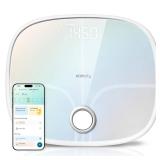 Etekcity Smart Rechargeable Scale for Body Weight, BMI, Fat, Muscle Mass, FSA&HSA Eligible, Digital Bathroom Scale with 13 Metrics, Secret Mode, Bluetooth Connect to Free Apps, Rainbow White